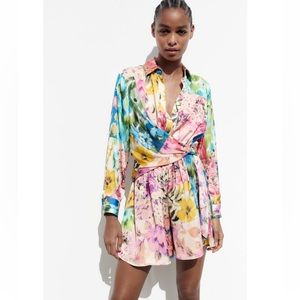 NWT ZARA PATCHWORK PRINT JUMPSUIT